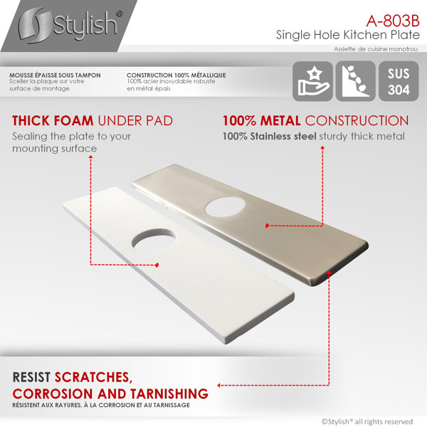 Stylish Kitchen Sink Faucet Hole Cover Deck Plate Escutcheon & Reviews